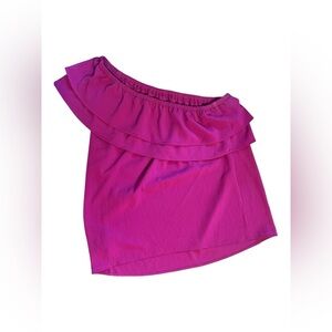 🟣Apt. 9 Ruffle One Shoulder Top Fuchsia Medium